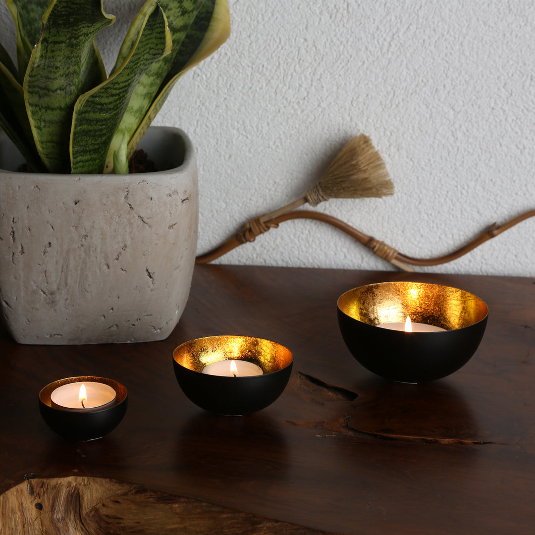 Set of 3 Meo Gold Tealight Holders