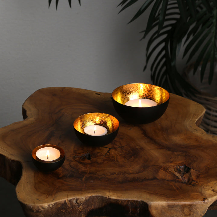 Set of 3 Meo Gold Tealight Holders