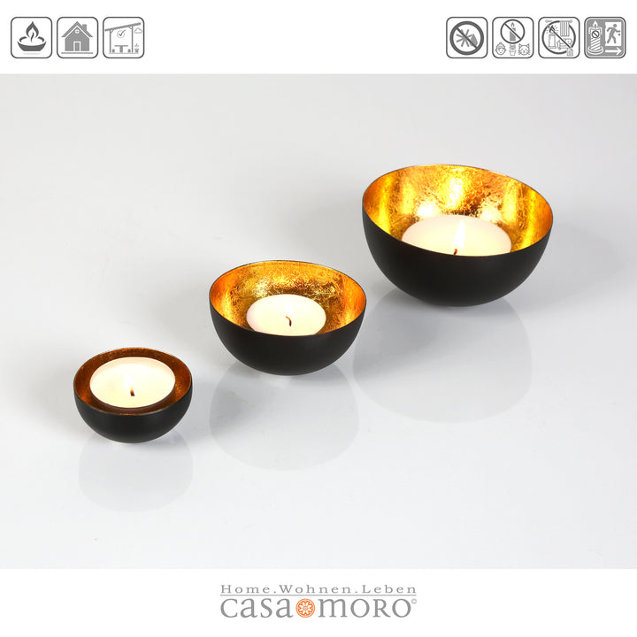 Set of 3 Meo Gold Tealight Holders