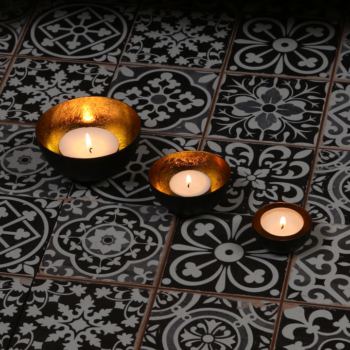 Set of 3 Meo Gold Tealight Holders