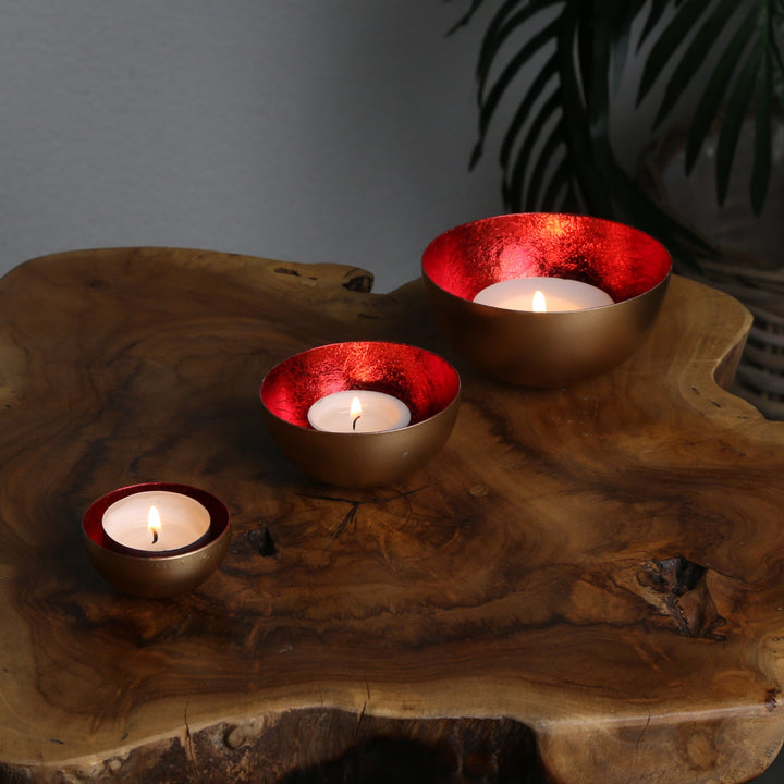 Set of 3 Meo Red Tealight Holders