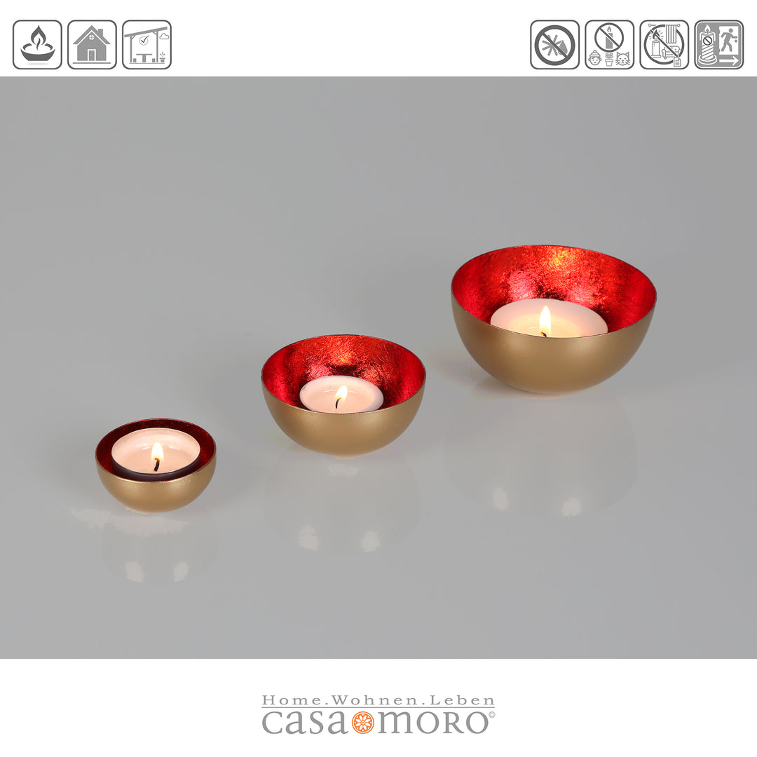 Set of 3 Meo Red Tealight Holders