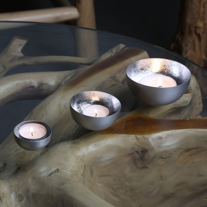 Set of 3 Meo Silver Tealight Holders