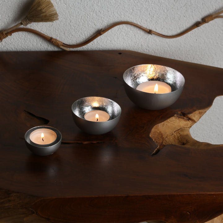 Set of 3 Meo Silver Tealight Holders