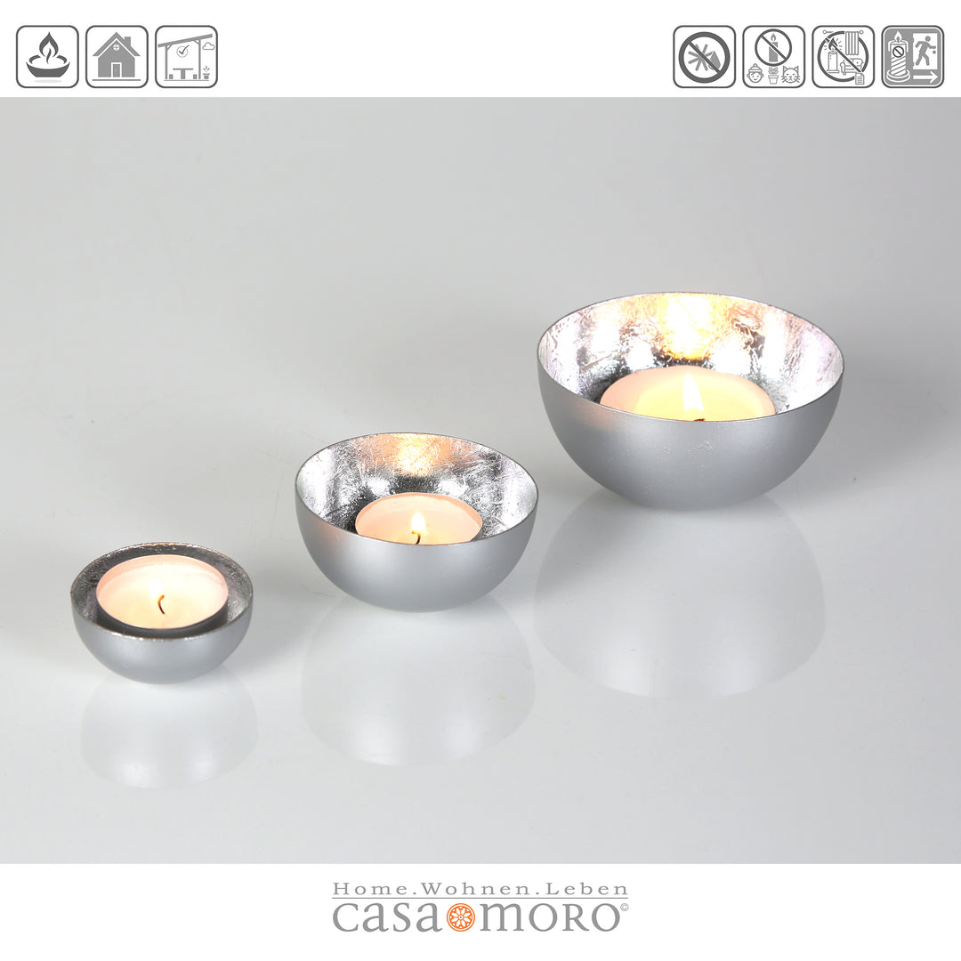 Set of 3 Meo Silver Tealight Holders