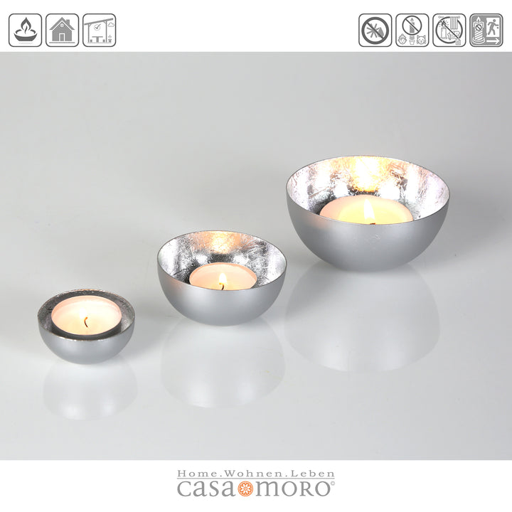 Set of 3 Meo Silver Tealight Holders