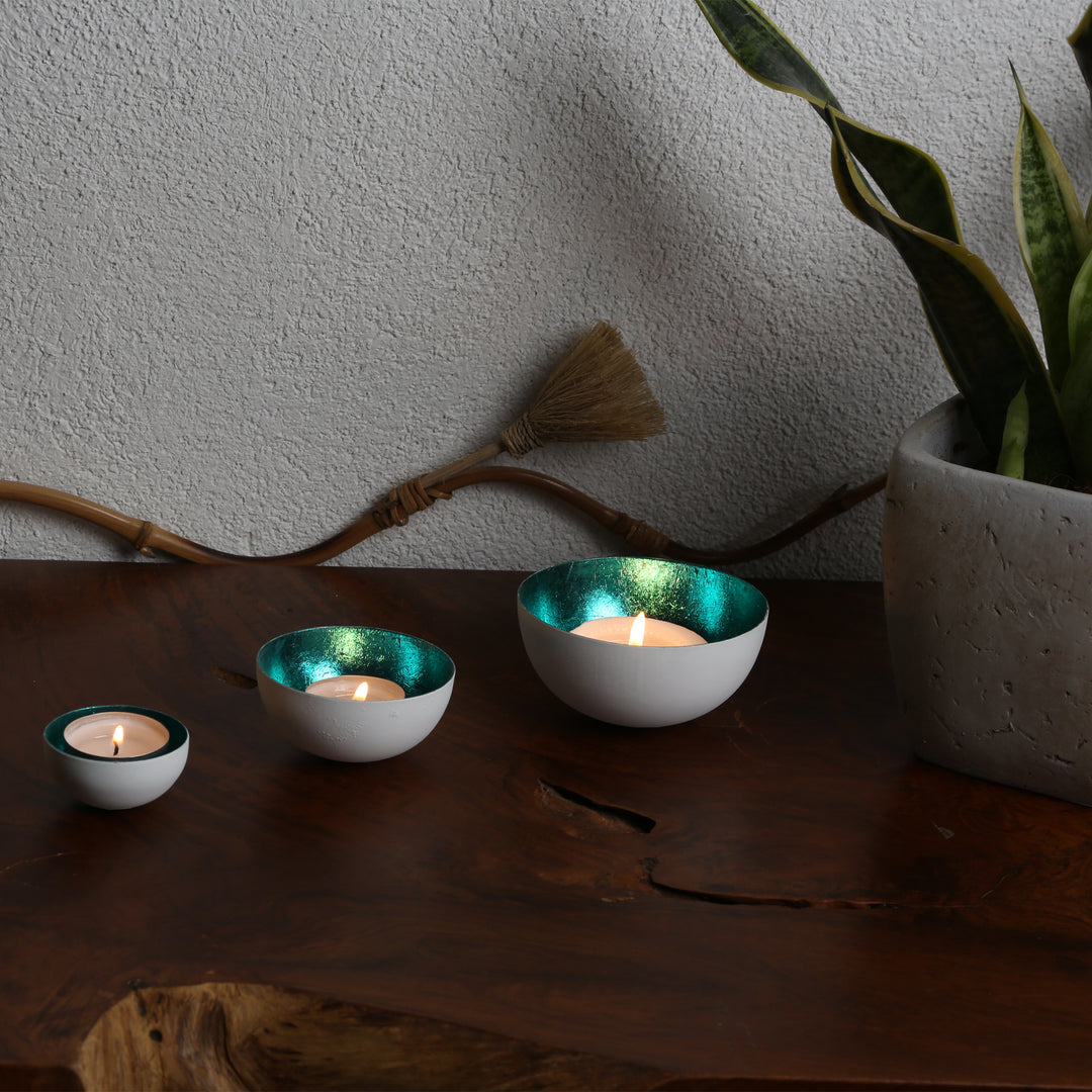 Set of 3 Meo Turquoise Tealight Holders