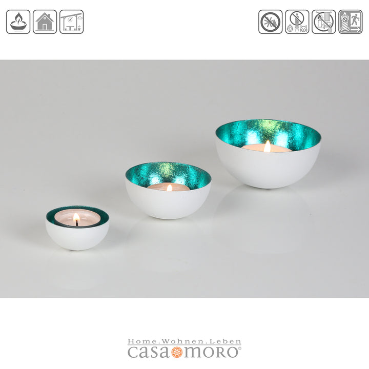 Set of 3 Meo Turquoise Tealight Holders