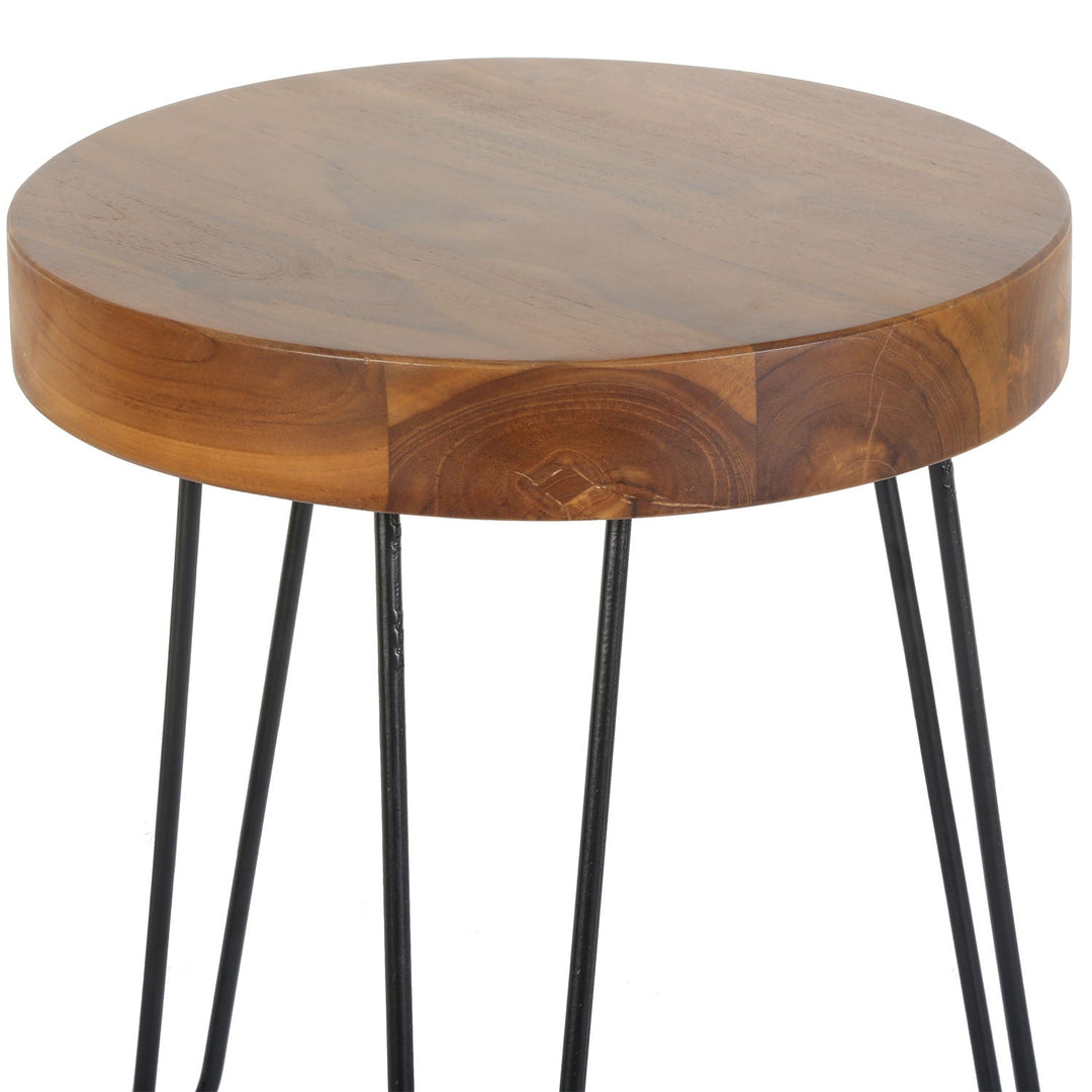 Ella teak side table with hairpin legs
