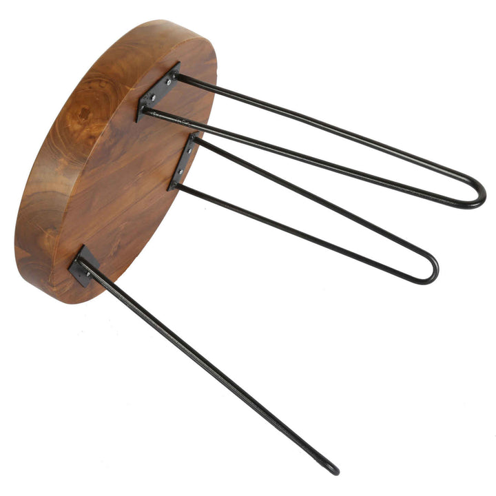 Ella teak side table with hairpin legs