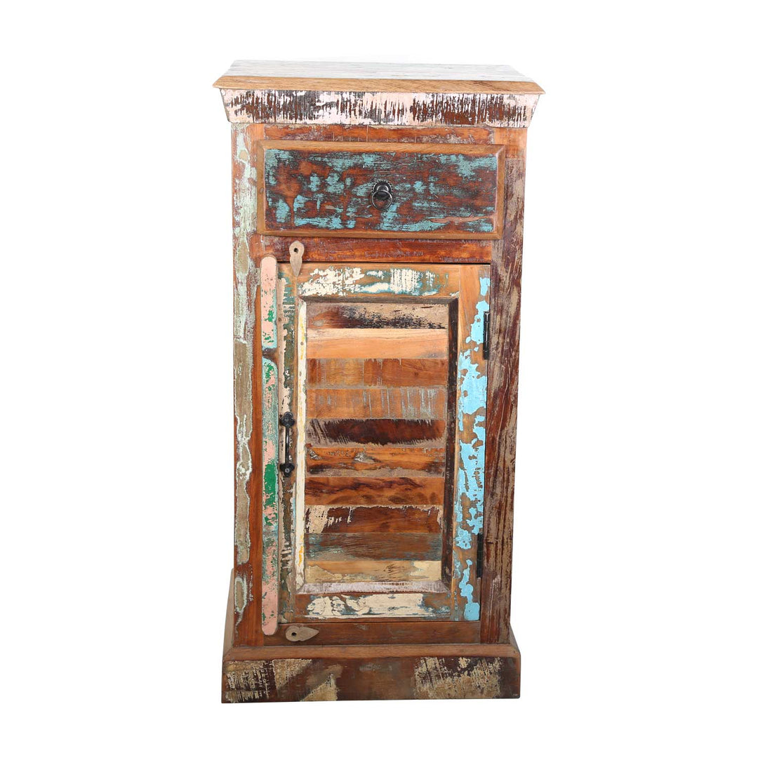 Worn wood tall chest of drawers, shabby chic
