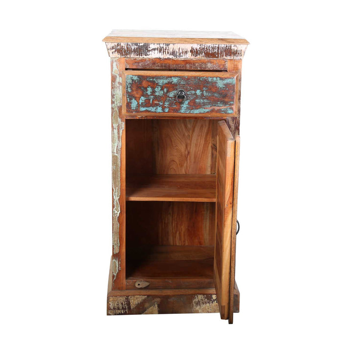 Worn wood tall chest of drawers, shabby chic