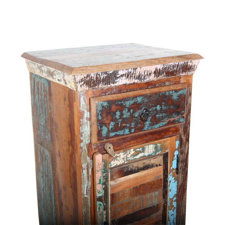Worn wood tall chest of drawers, shabby chic