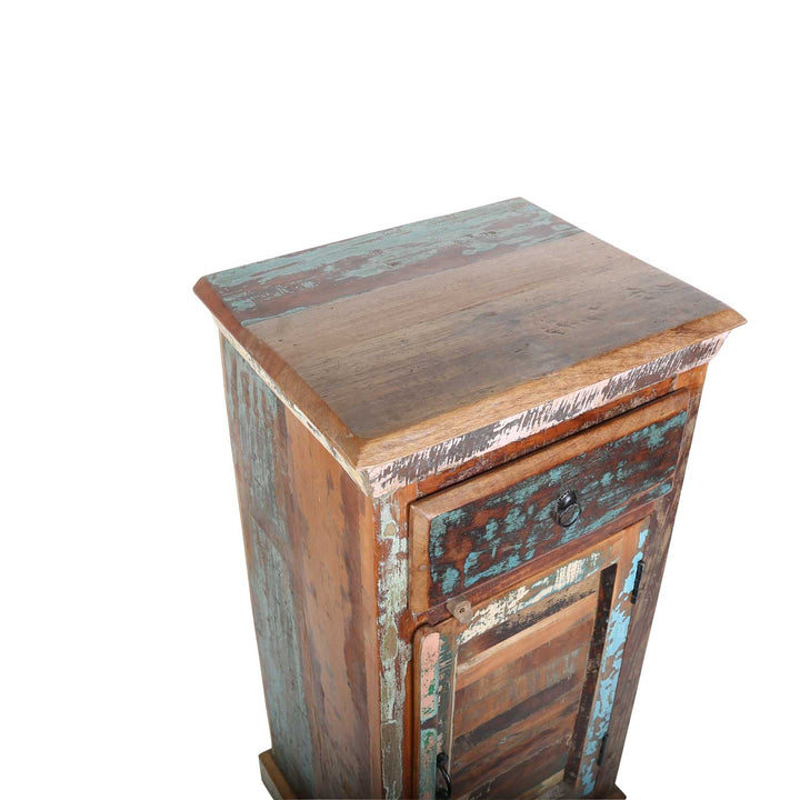 Worn wood tall chest of drawers, shabby chic