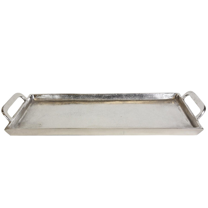 Messina cast aluminum silver tray with handle