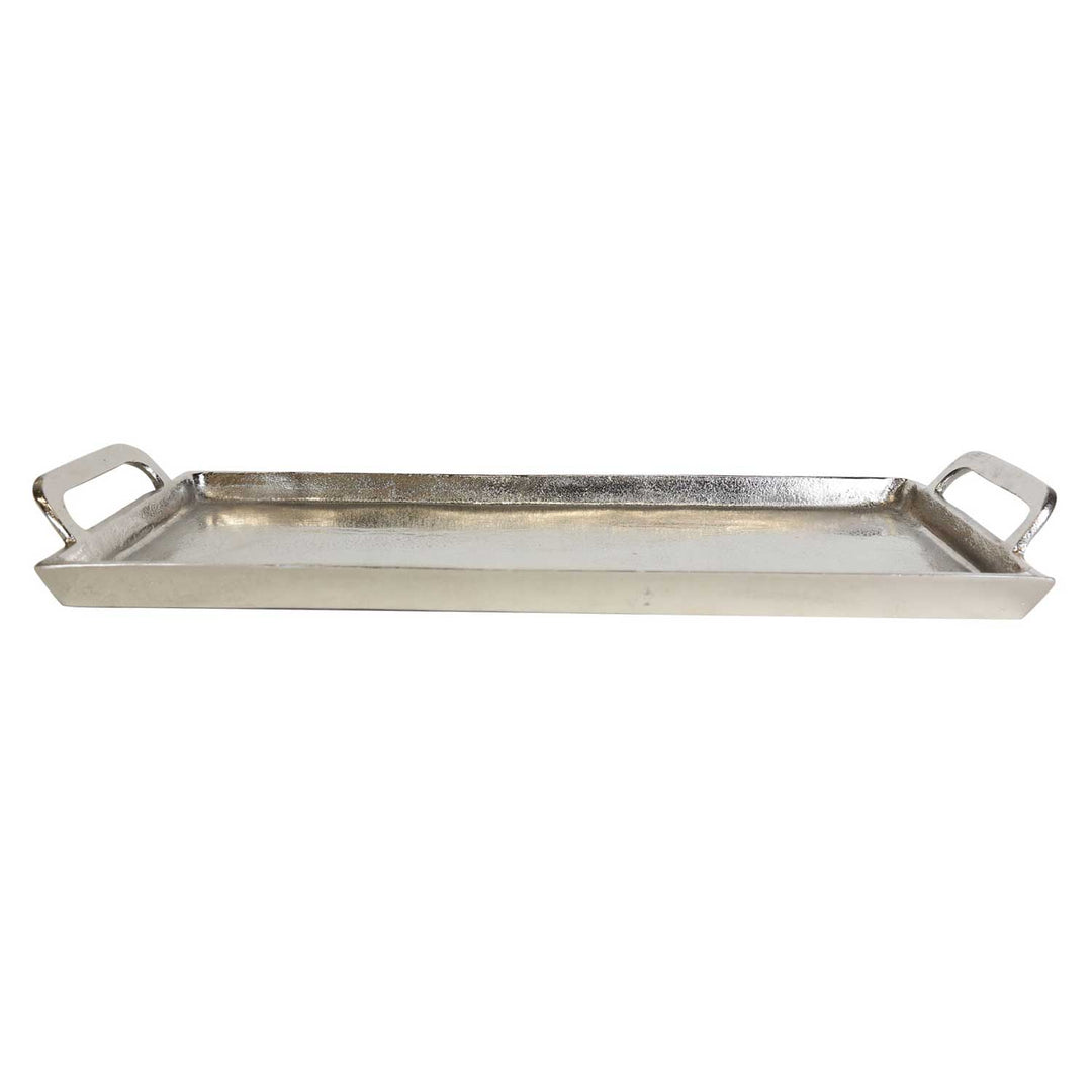 Messina cast aluminum silver tray with handle