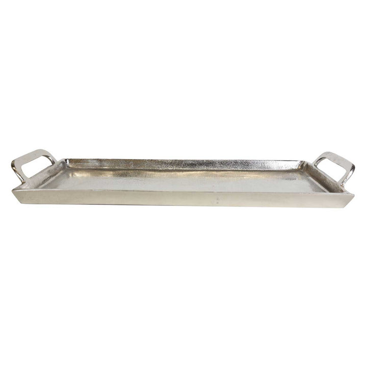Messina cast aluminum silver tray with handle