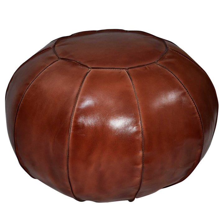 Genuine leather pouf Yuva Caramel