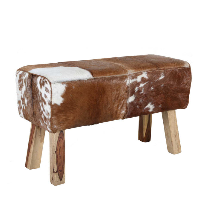 Fur stool bench Tara with cowhide look