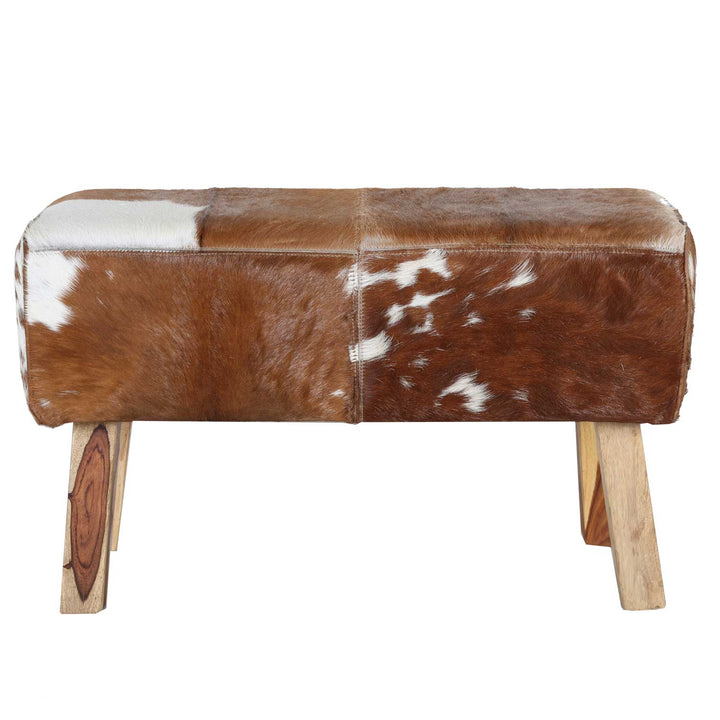 Fur stool bench Tara with cowhide look