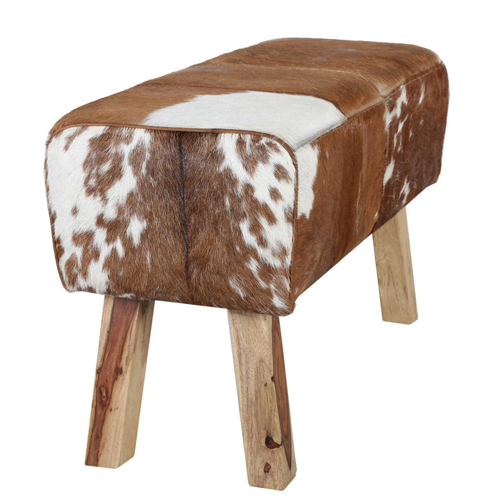 Fur stool bench Tara with cowhide look