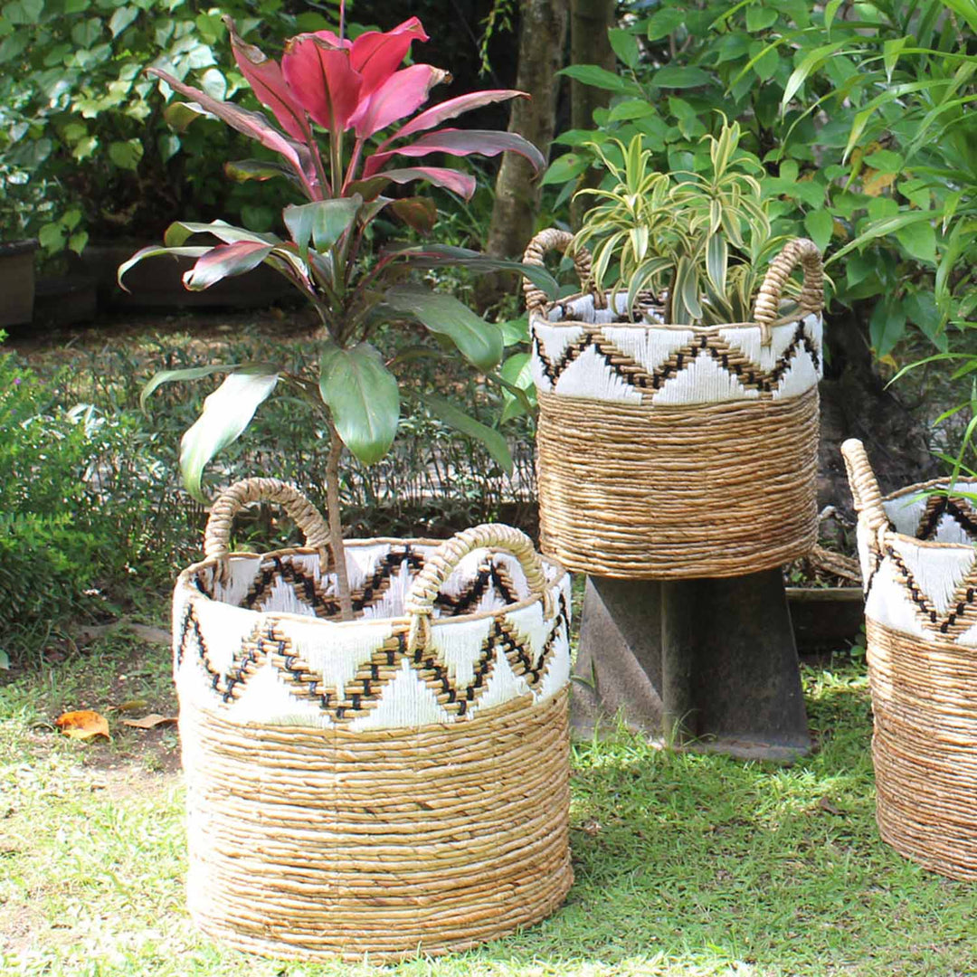 Raja wicker basket with border