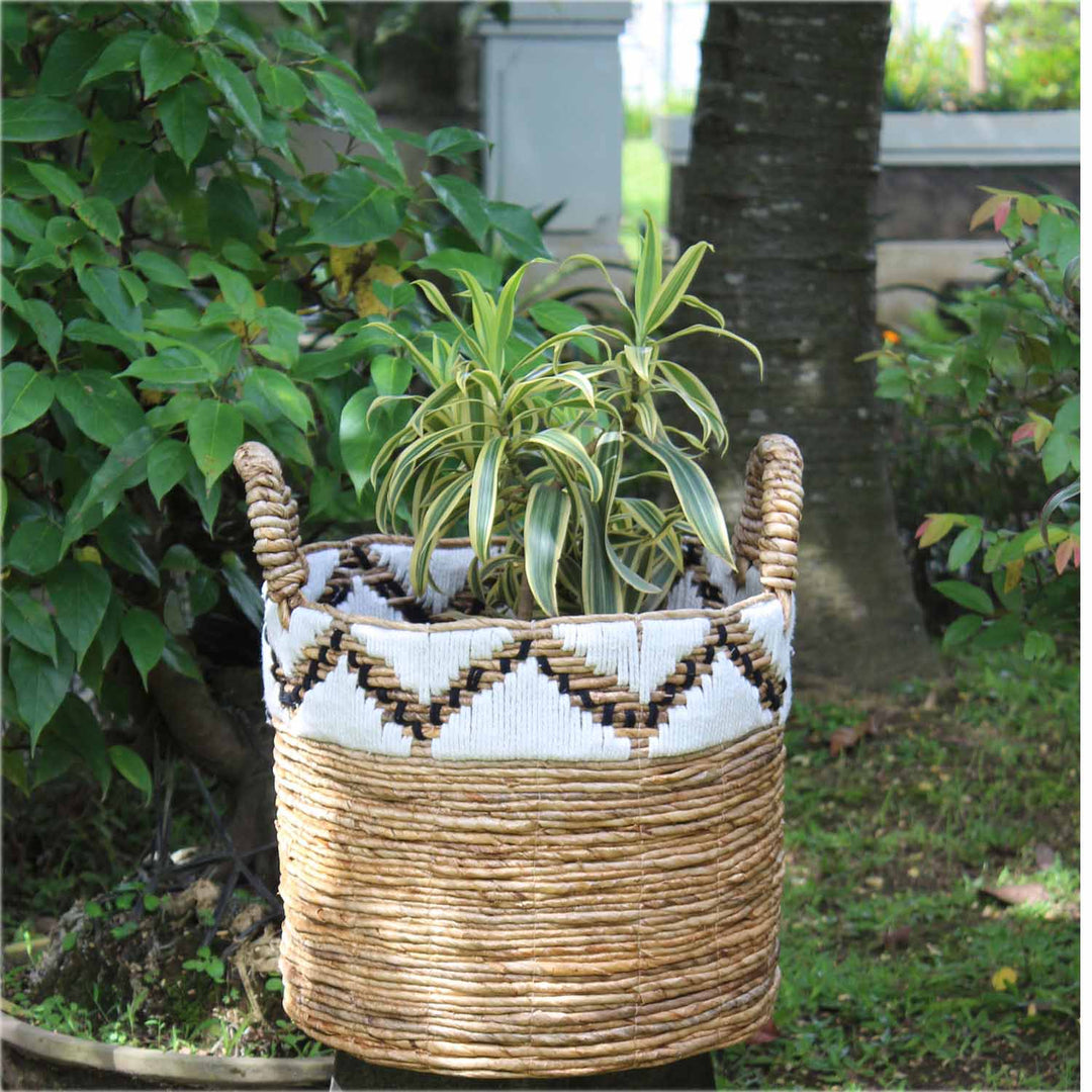Raja wicker basket with border