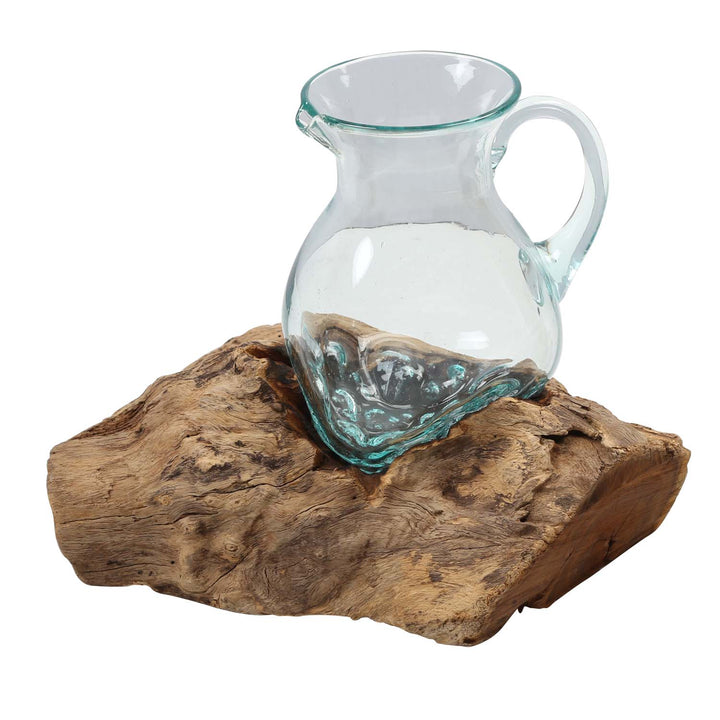 Glass carafe on burl wood A42