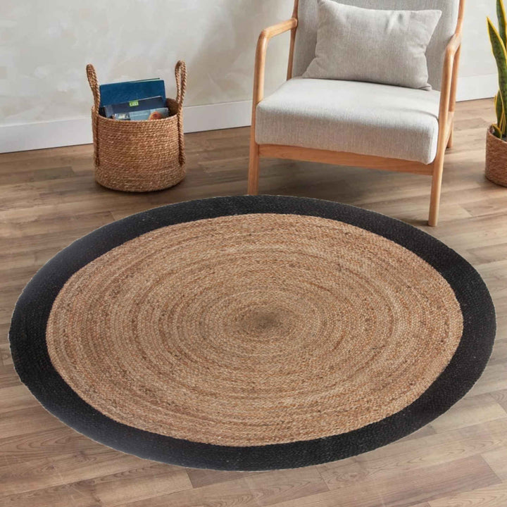 Jute rug Tamani Black Natural