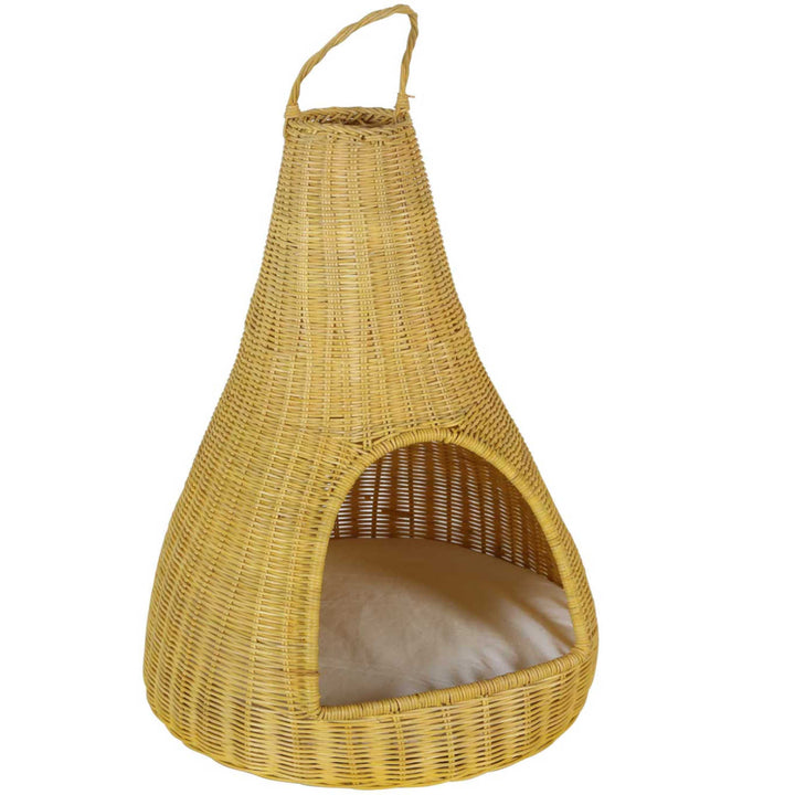 Rattan cat house TIPI with cushion 40x62 cm