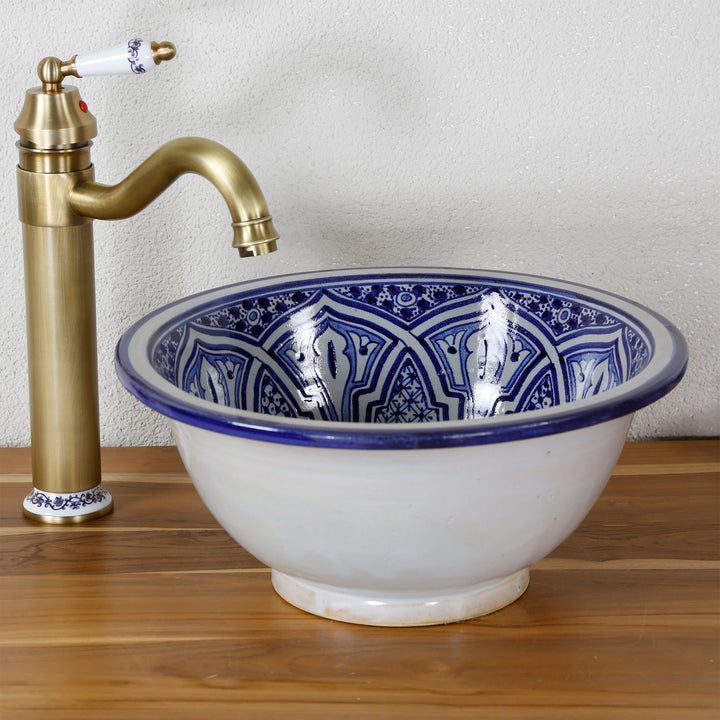 Blue round offset basin