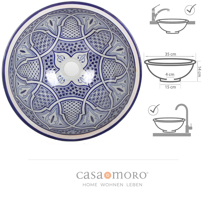 Blue round offset basin