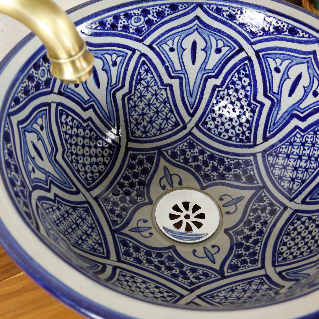 Blue round offset basin
