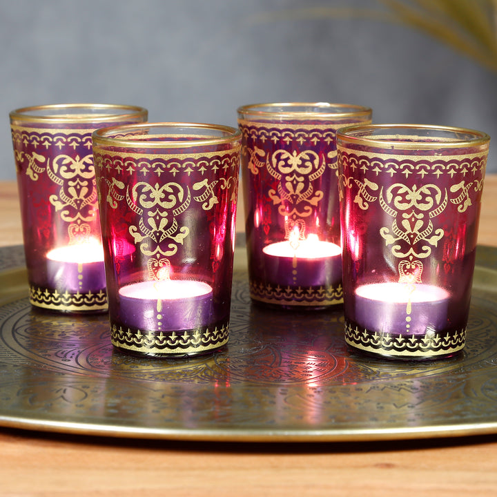 Tealight glass violet-purple set of 6