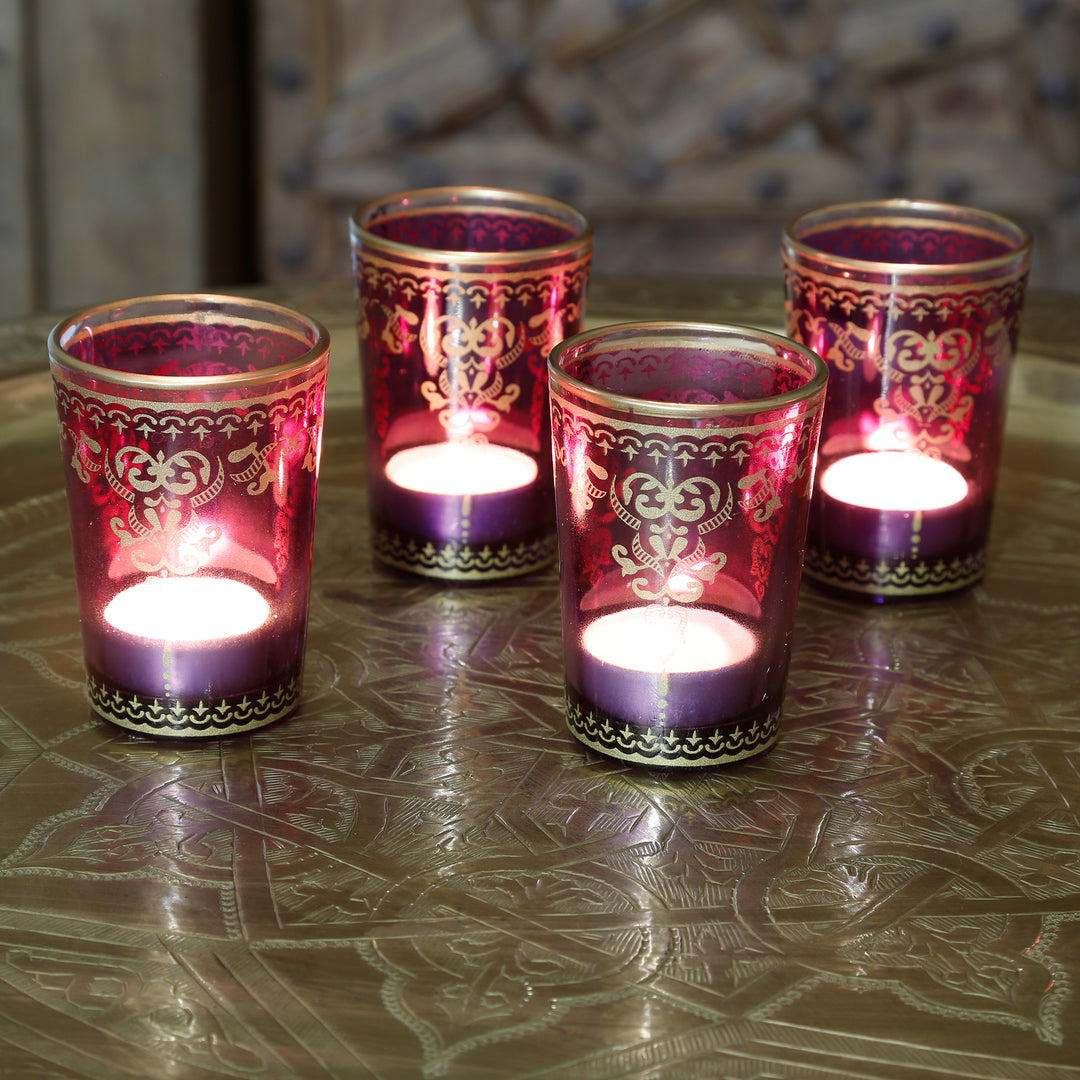 Tealight glass violet-purple set of 6