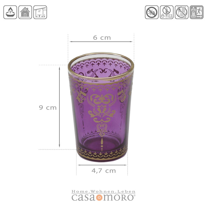 Tealight glass violet-purple set of 6