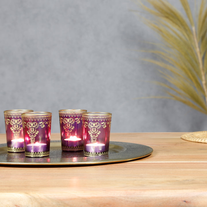 Tealight glass violet-purple set of 6