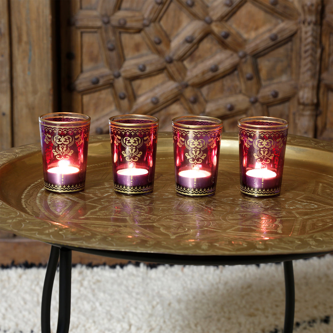 Tealight glass violet-purple set of 6