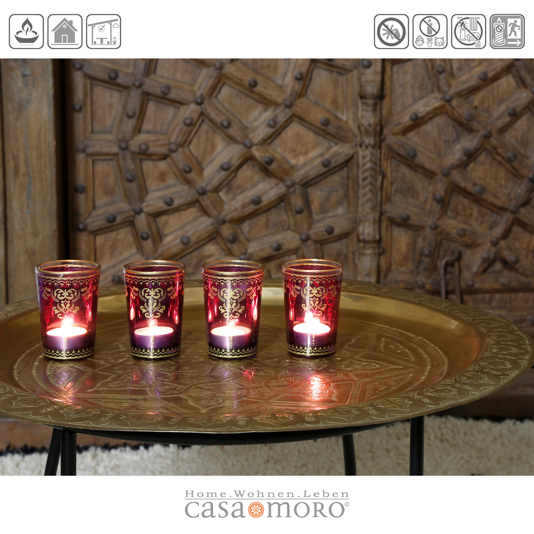 Tealight glass violet-purple set of 6