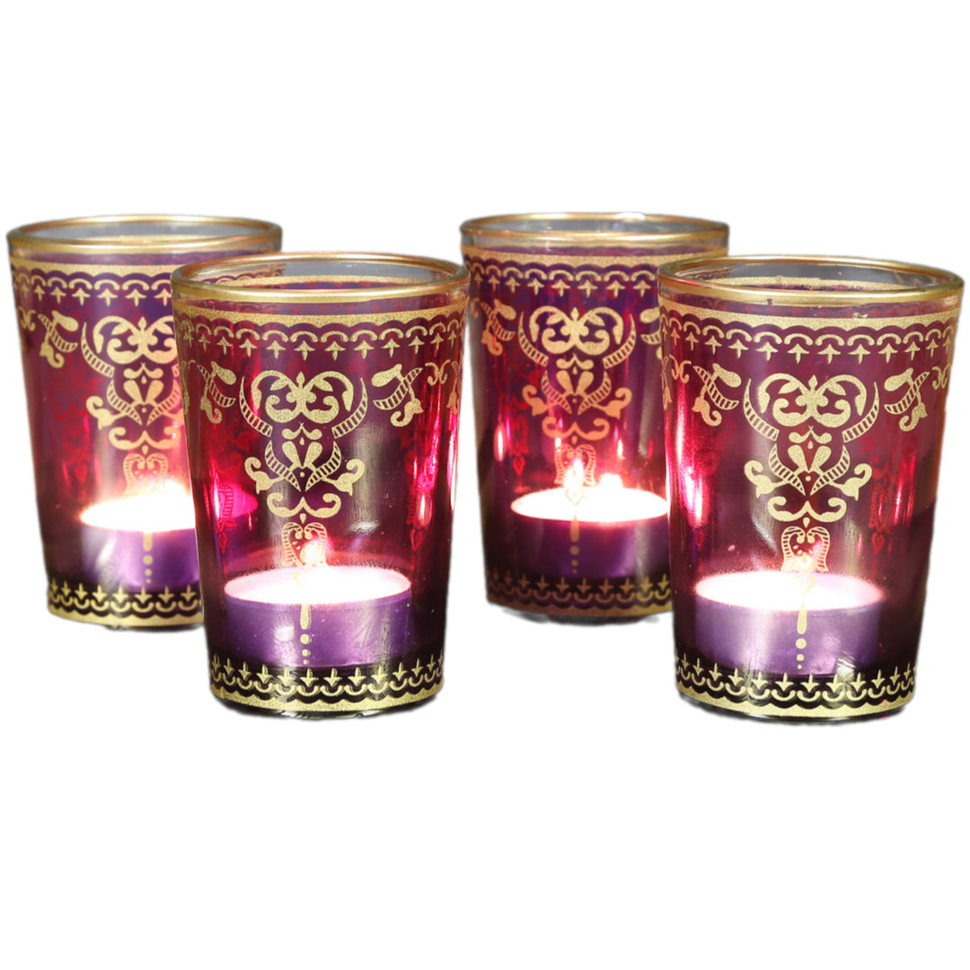Tealight glass violet-purple set of 6