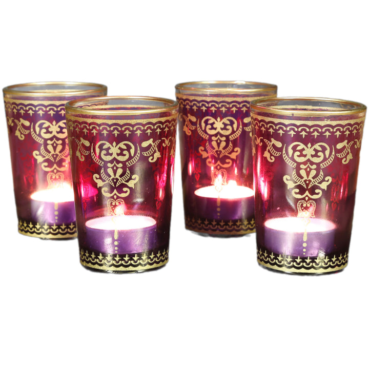 Tealight glass violet-purple set of 6