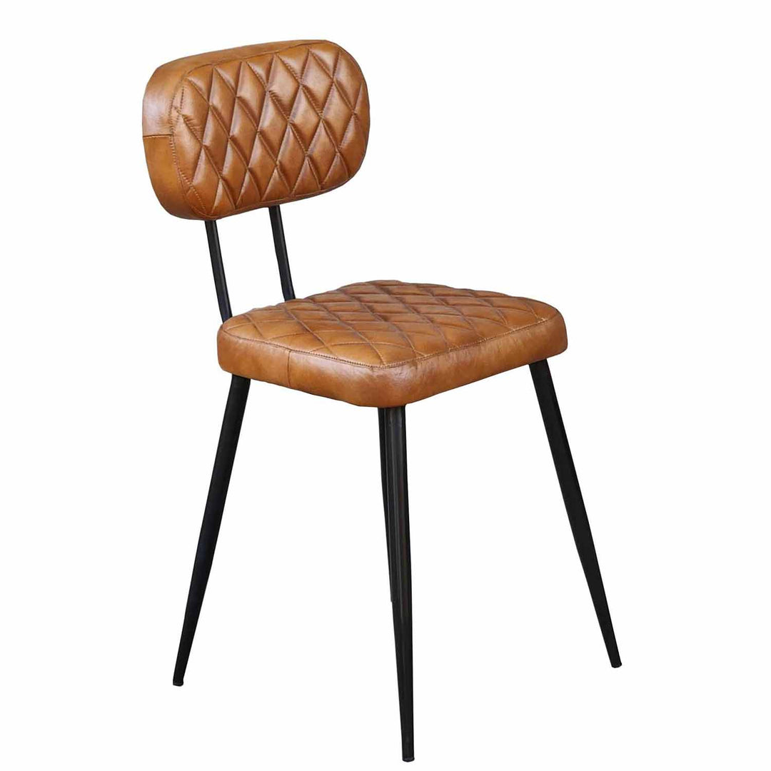 Sofia Cognac leather chair, set of 2