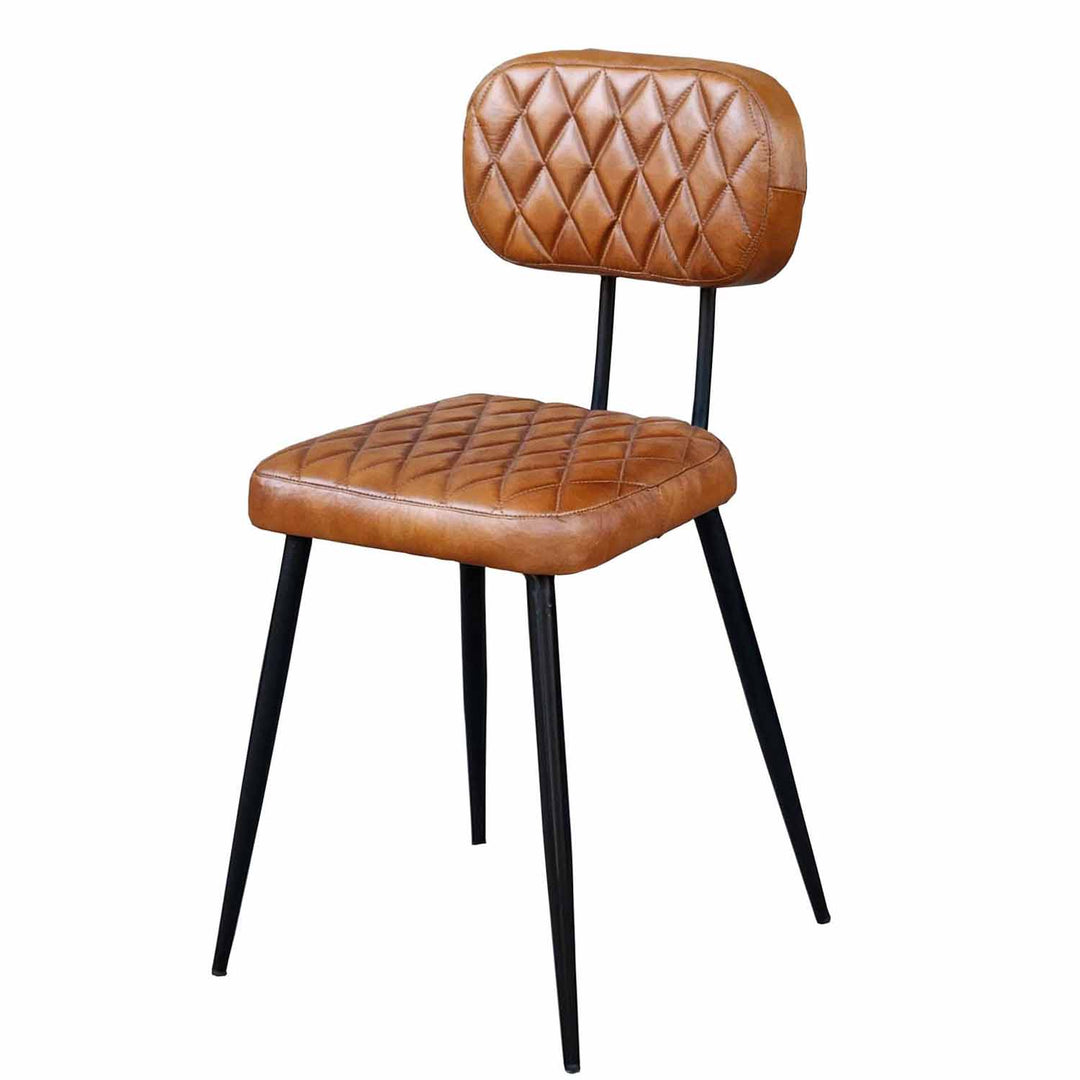 Sofia Cognac leather chair, set of 2