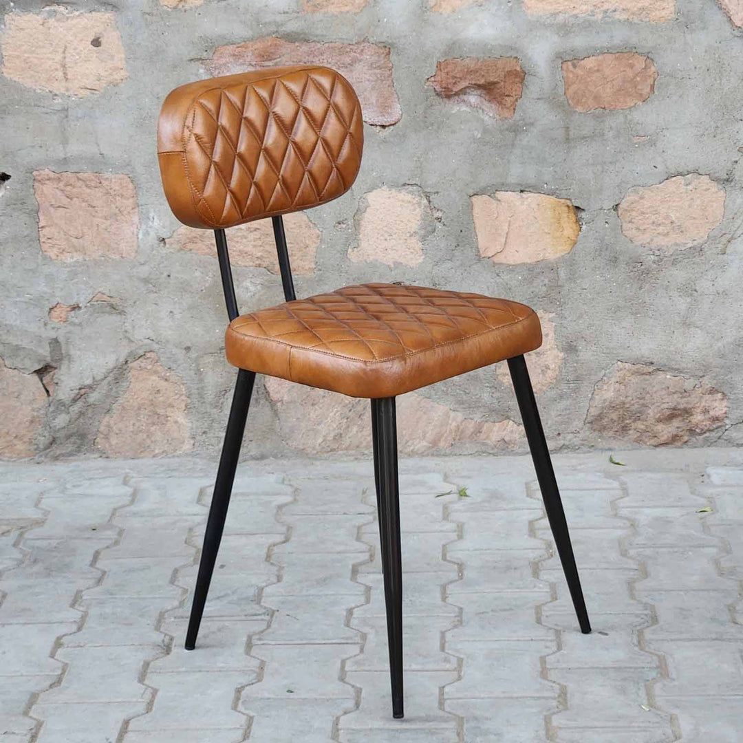Sofia Cognac leather chair, set of 2