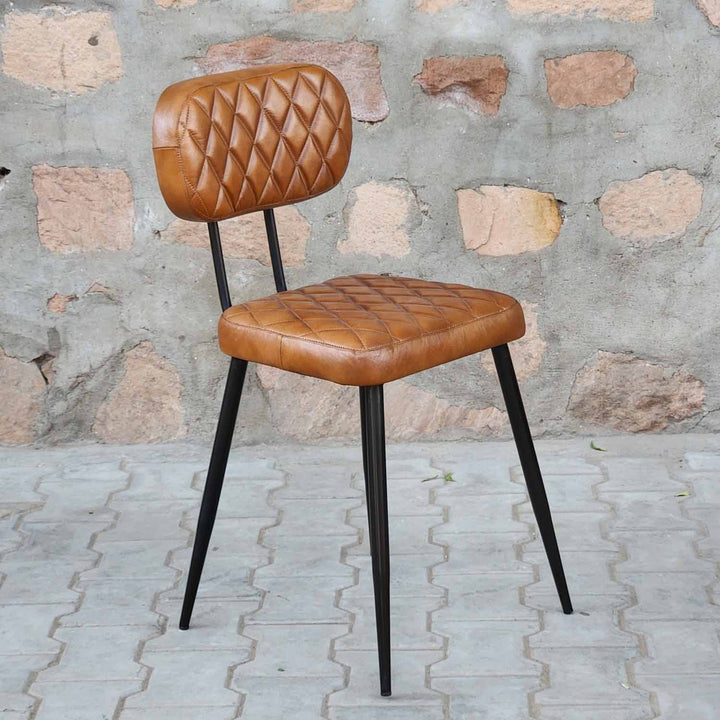 Sofia Cognac leather chair, set of 2