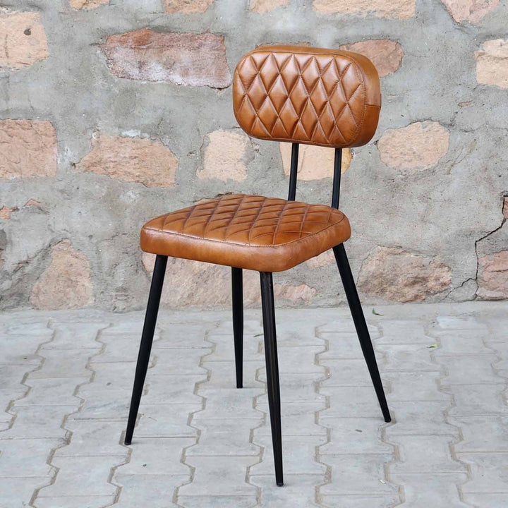 Sofia Cognac leather chair, set of 2