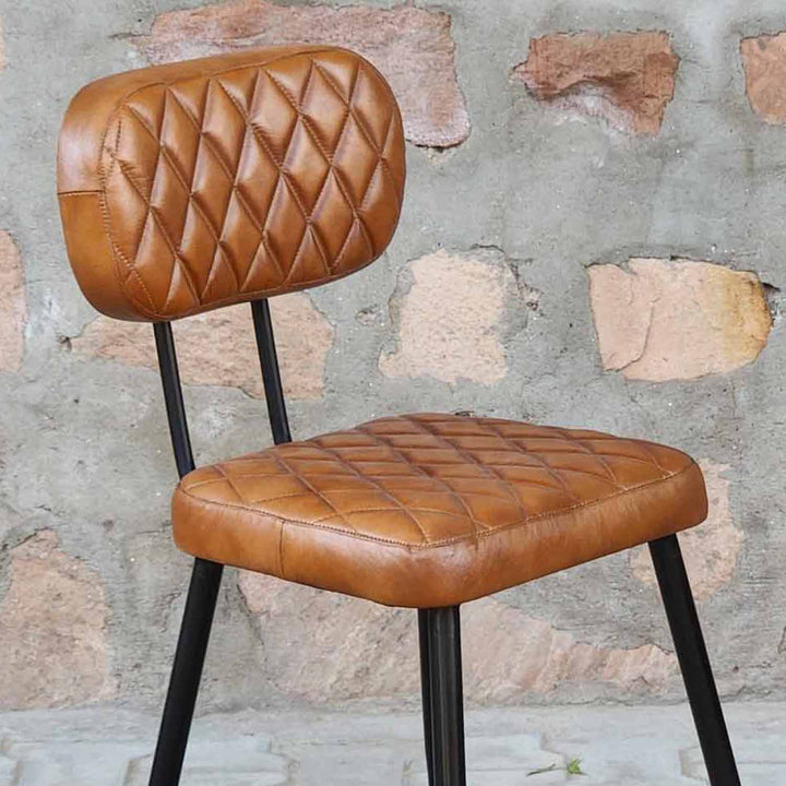 Sofia Cognac leather chair, set of 2