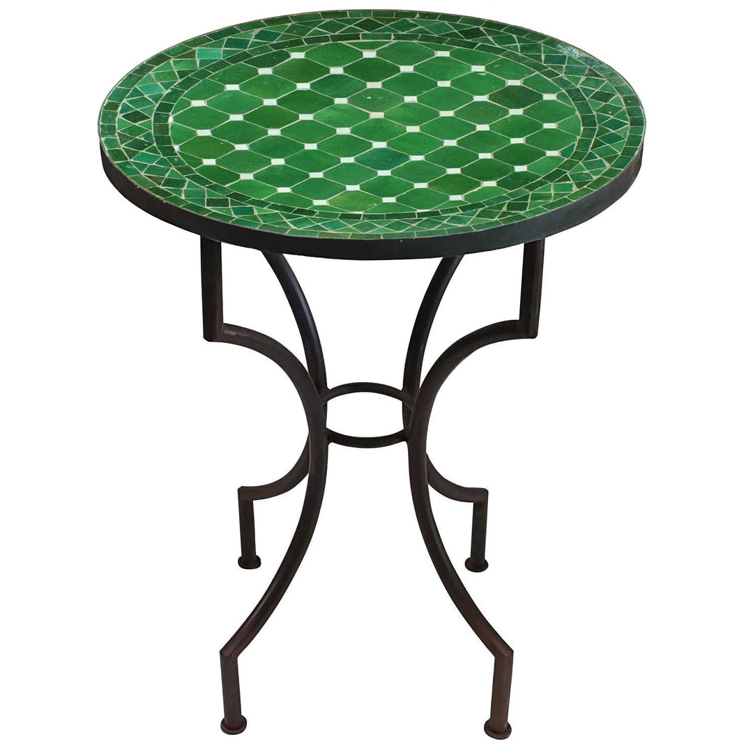 Mosaic table, round, D60, green/glazed