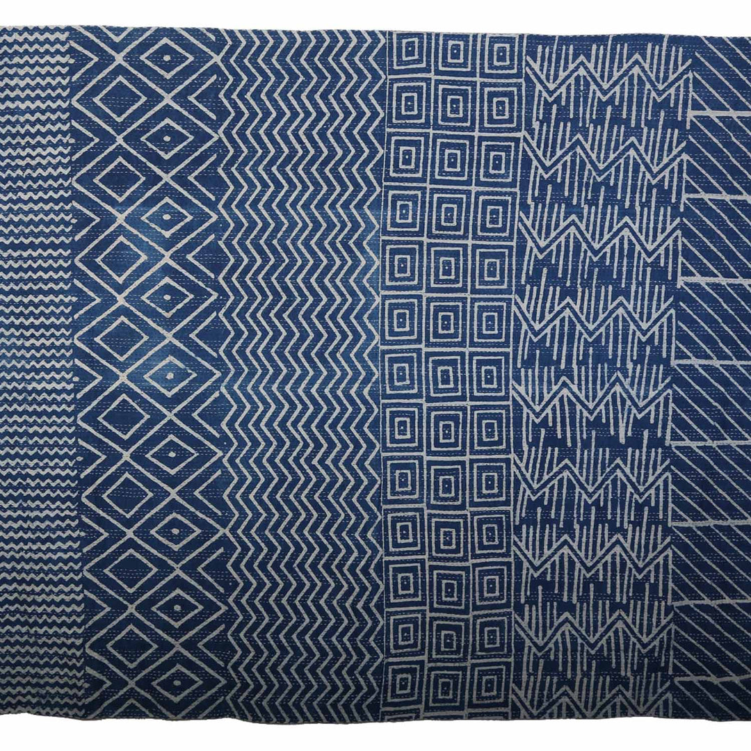 Ethno Kantha Blue Bedspread