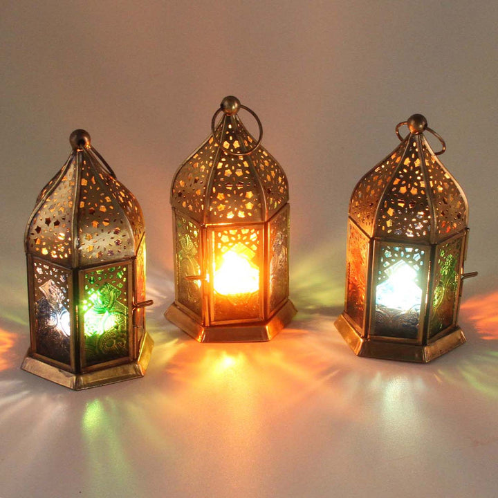 Oriental glass lanterns Nael Multicolor Set of 3